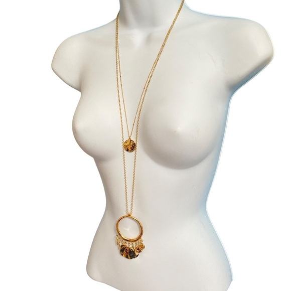 ANNA & AVA Gold Tone Double Strand Long Necklace NWT - Picture 3 of 6